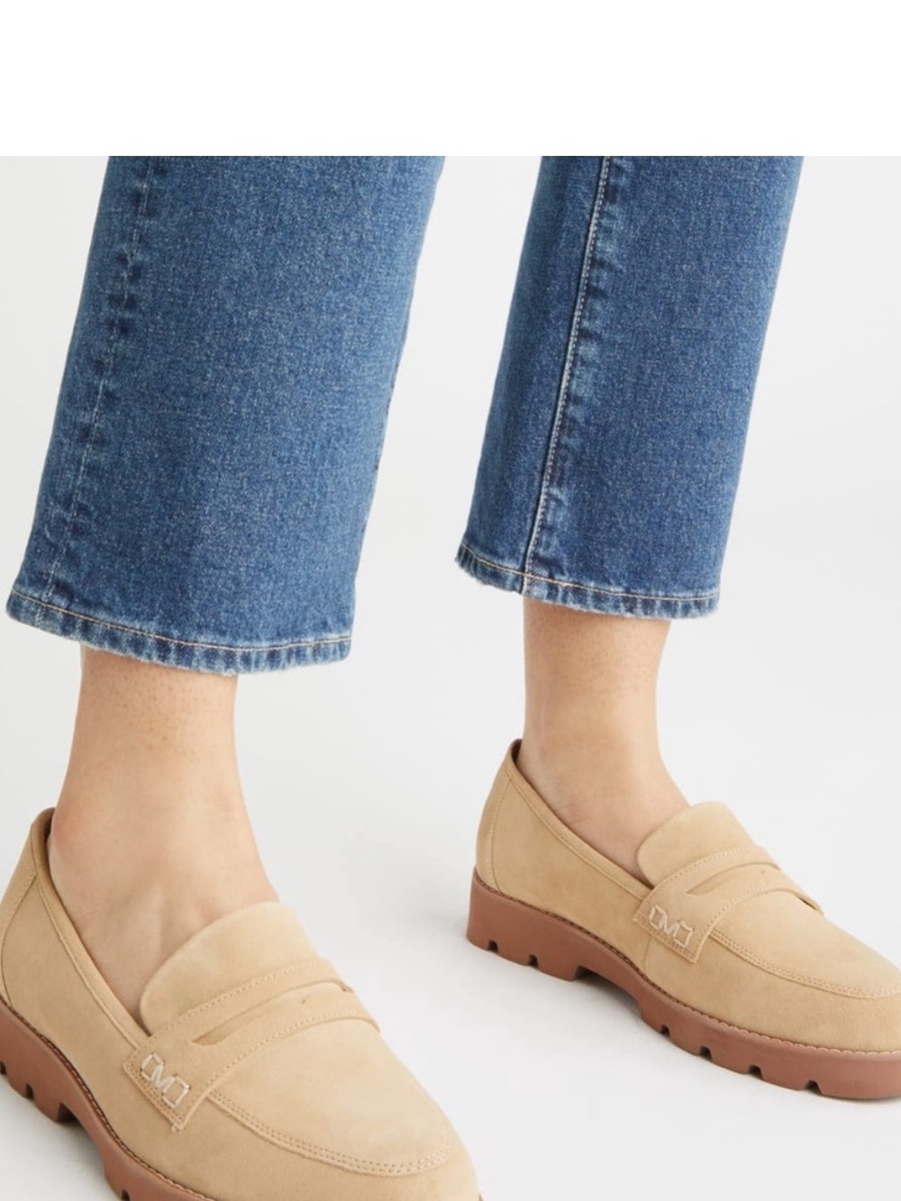 Vionic Corinne Orthopedic Suede Penny Loafers in Beige
